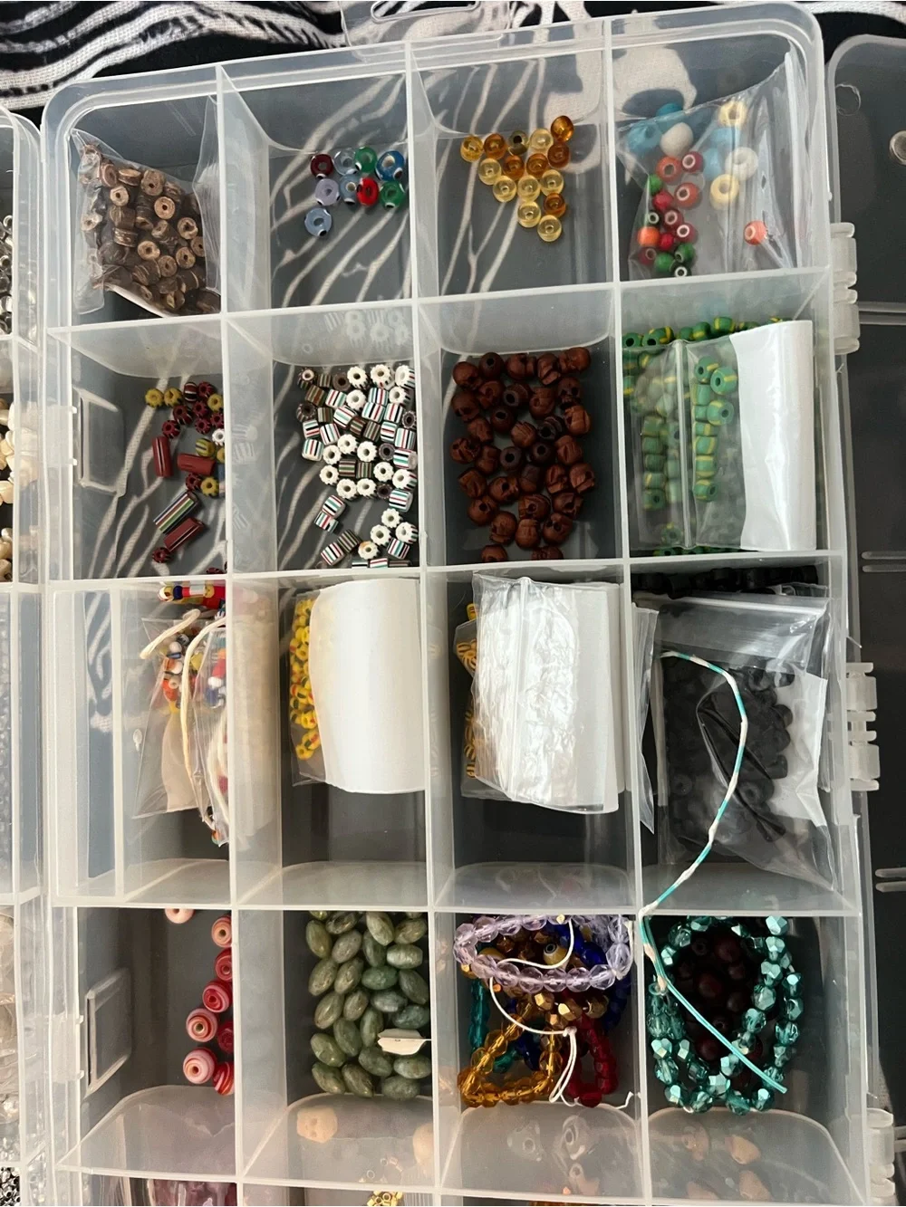 Clear Jewelry Bead Organizer Box in White - Versatile Compartment Storage